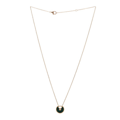 Cartier 18K Pink Gold Diamond Malachite XS Amulette de Cartier Pendant Necklace 2 of 5
