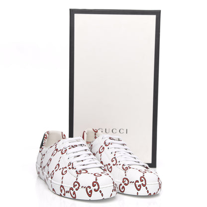 Gucci Calfskin GucciGhost Print Mens Ace Sneakers 7 White Hibiscus Red 10 of 10