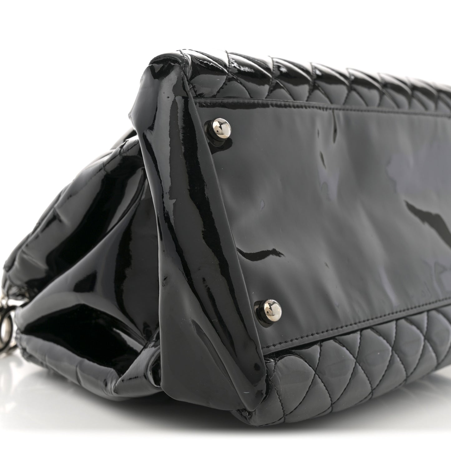 Patent Quilted Medium Just Mademoiselle Bowling Bag Black