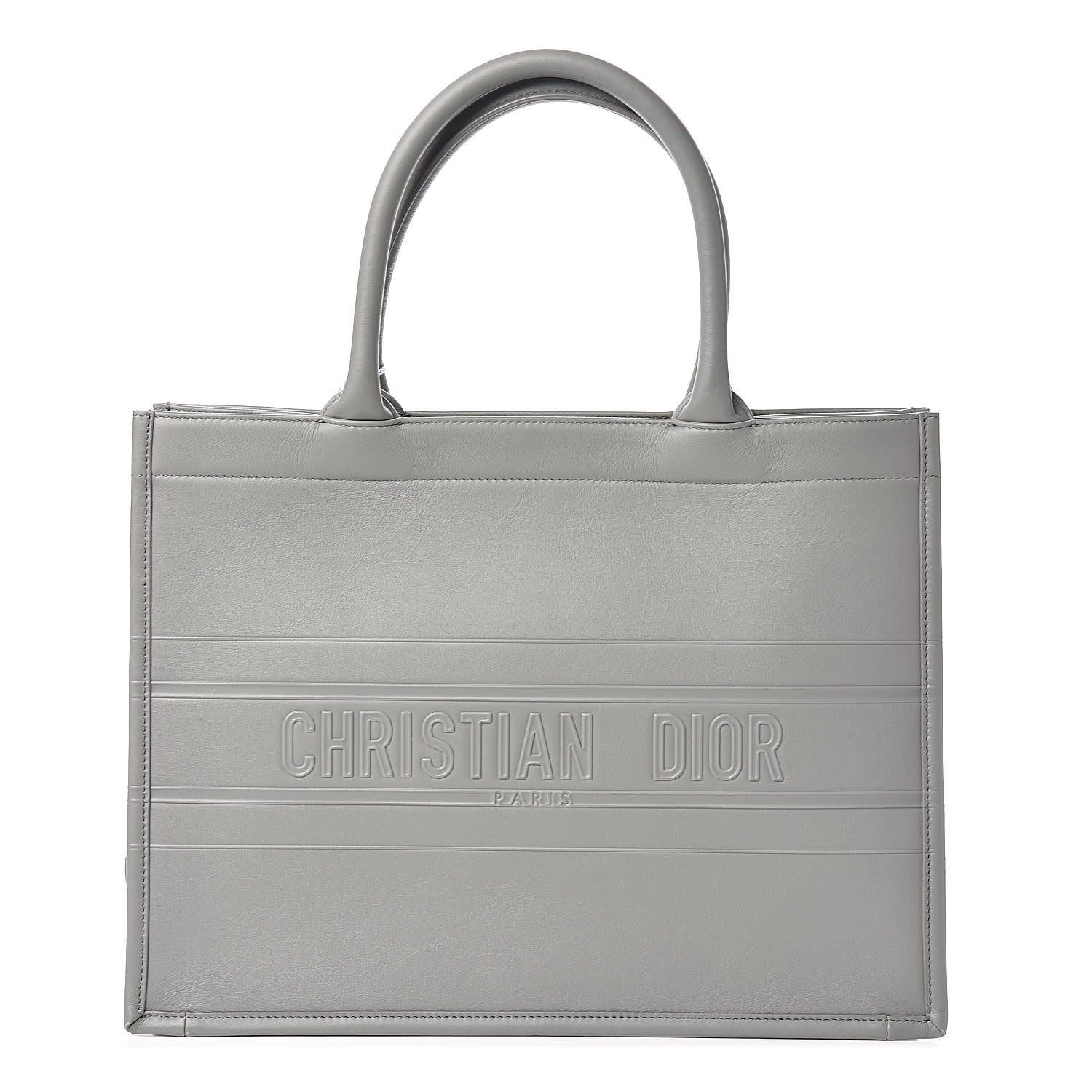 Christian Dior Calfskin Embossed Medium Book Tote Grey Stone 1 of 13