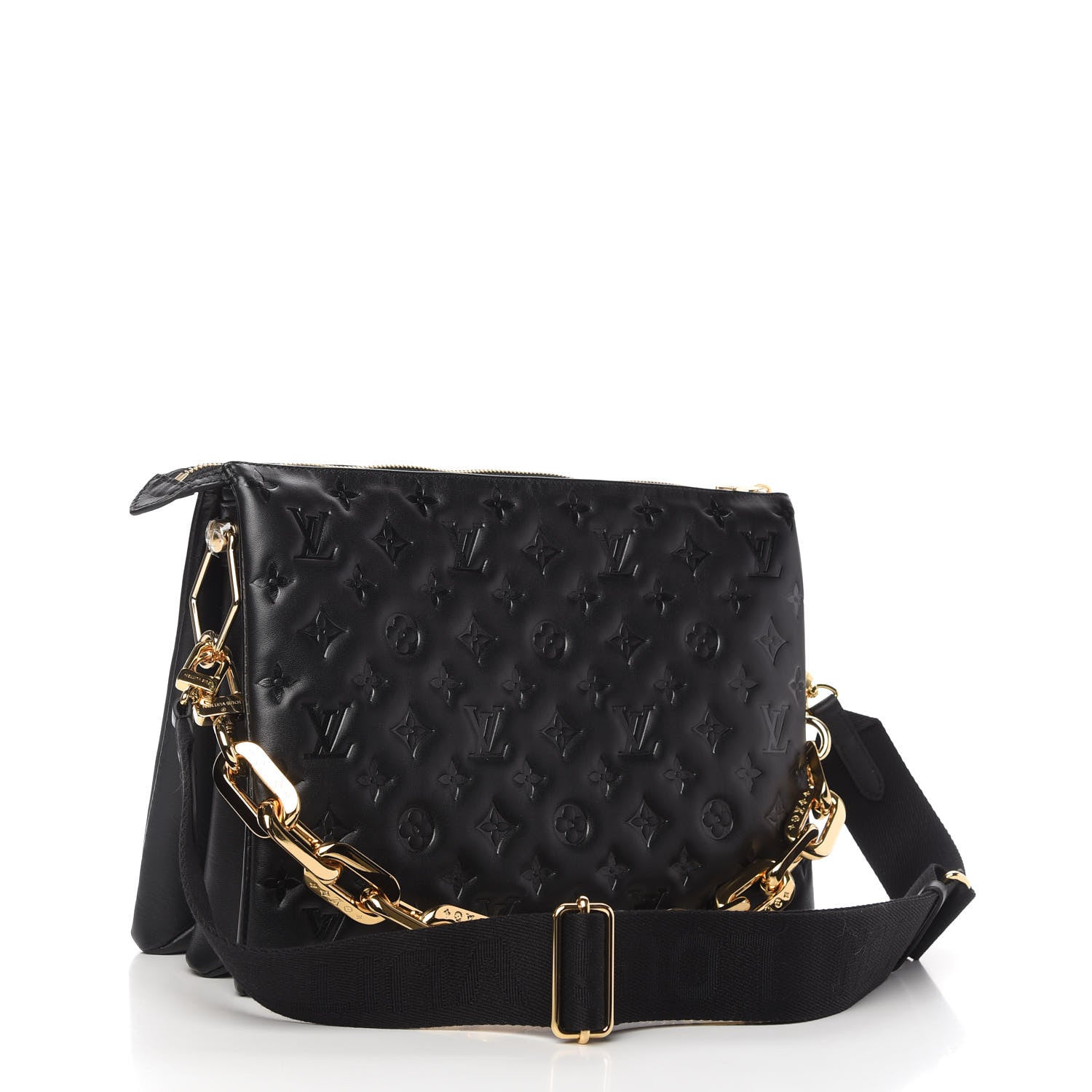 Louis Vuitton Lambskin Embossed Monogram Coussin MM Black 3 of 9