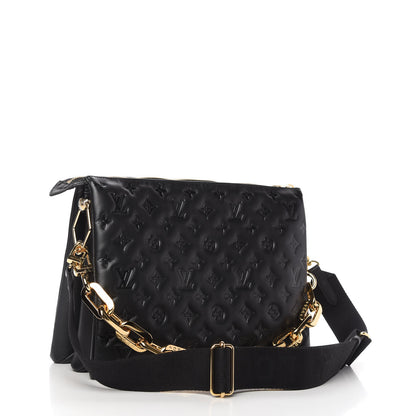 Louis Vuitton Lambskin Embossed Monogram Coussin MM Black 3 of 9