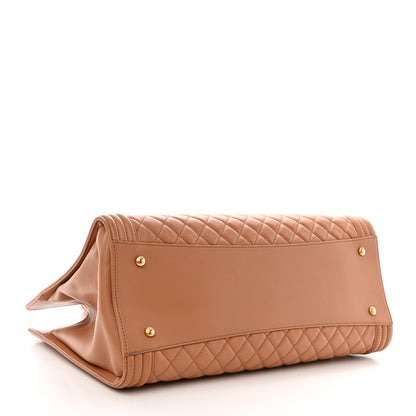 Chanel Calfskin Quilted Boy Shopping Tote Camel 4 of 16