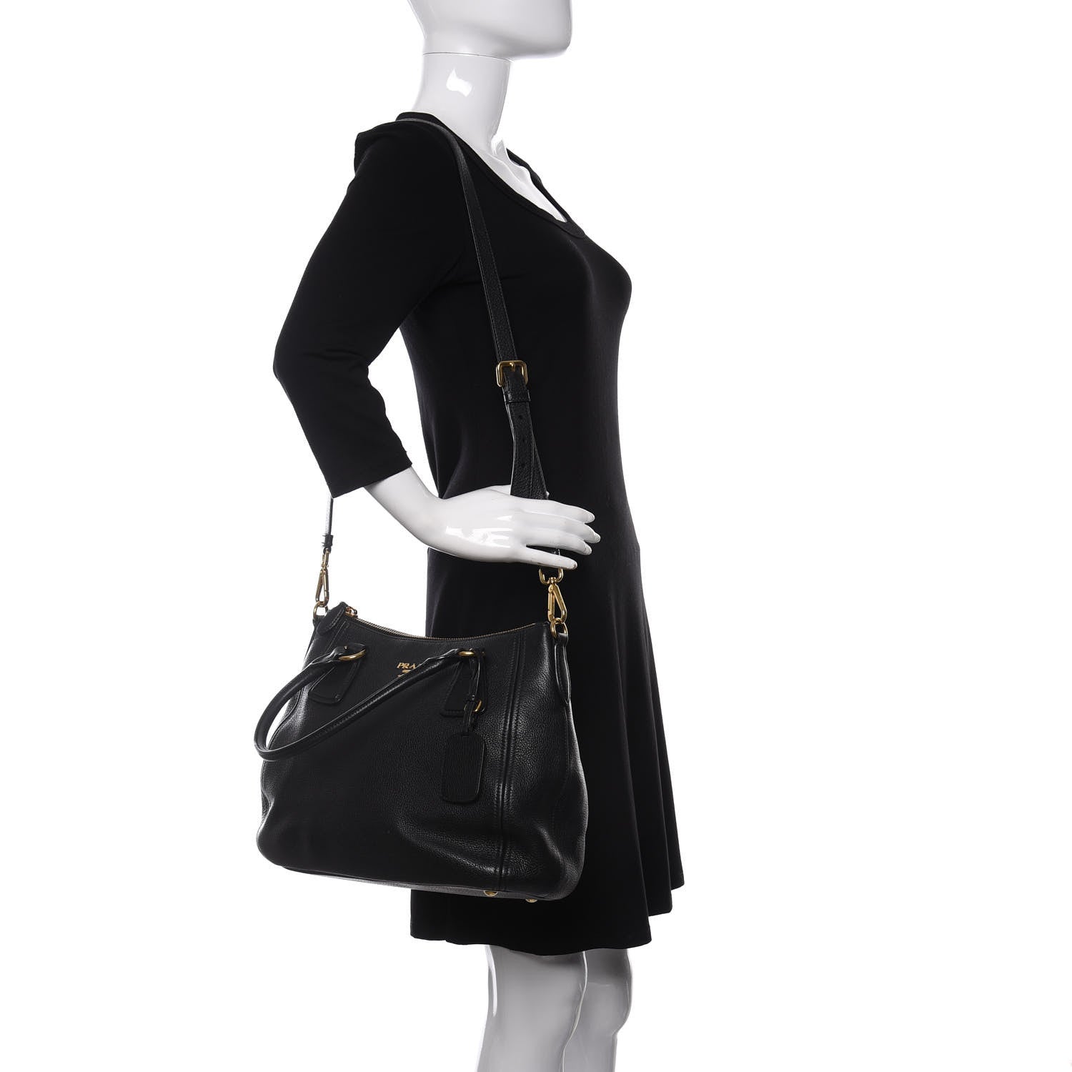 Prada Vitello Daino Tote Black 2 of 8