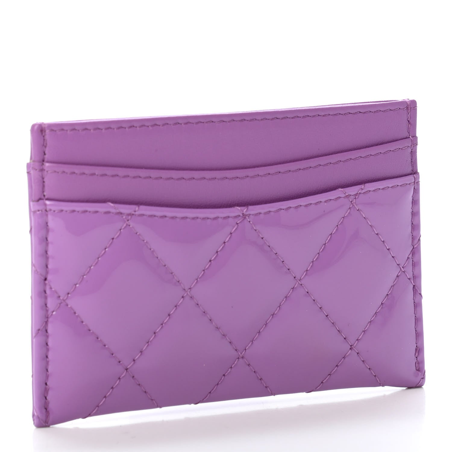 Chanel Patent Quilted Card Holder Purple 2 of 4