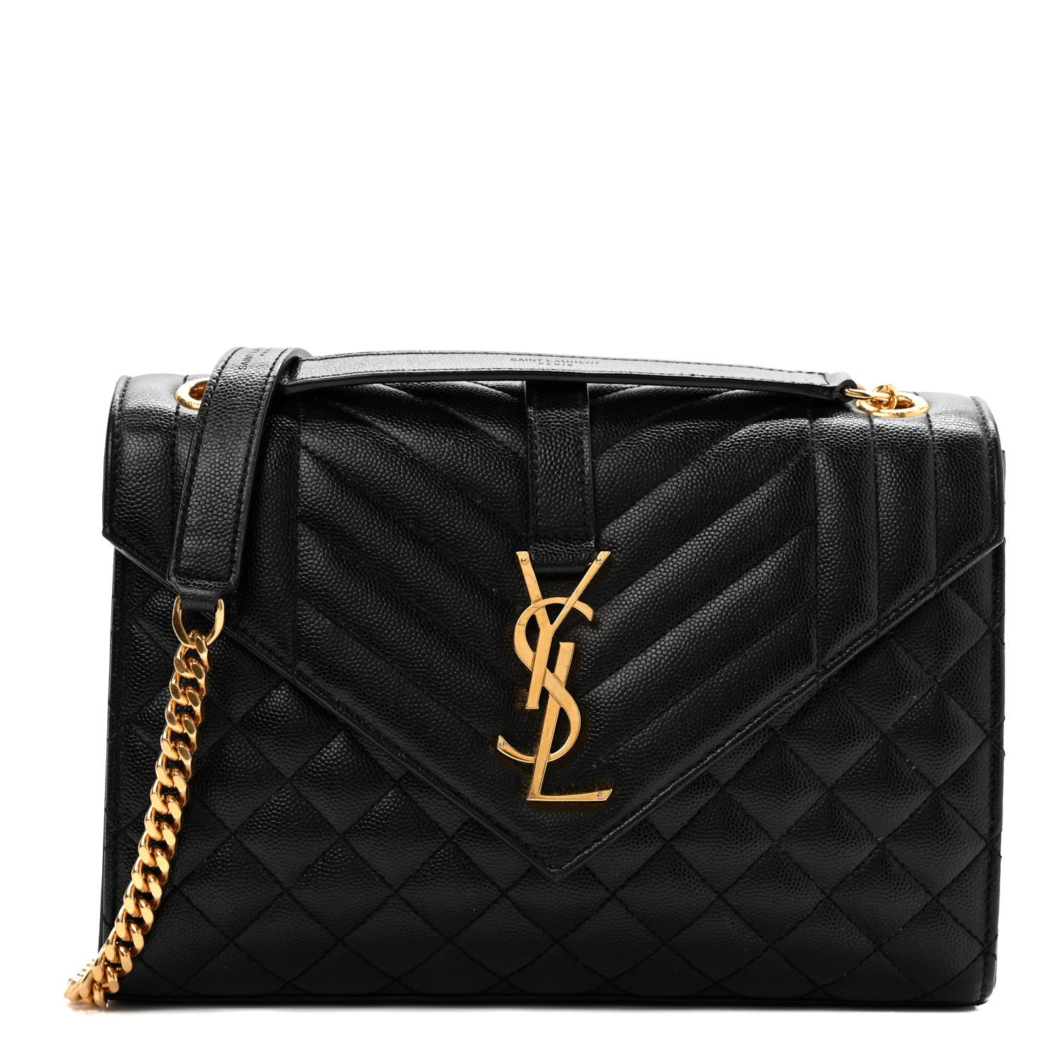Saint Laurent Grain De Poudre Textured Mixed Matelasse Triquilt Medium Monogram Satchel Black 1 of 8