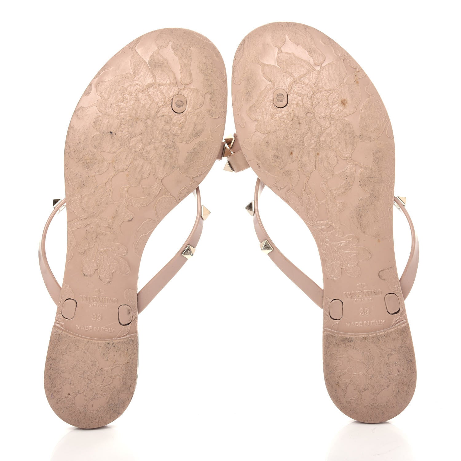Valentino Garavani PVC Jelly Rockstud Bow Thong Sandals 39 Poudre 6 of 9