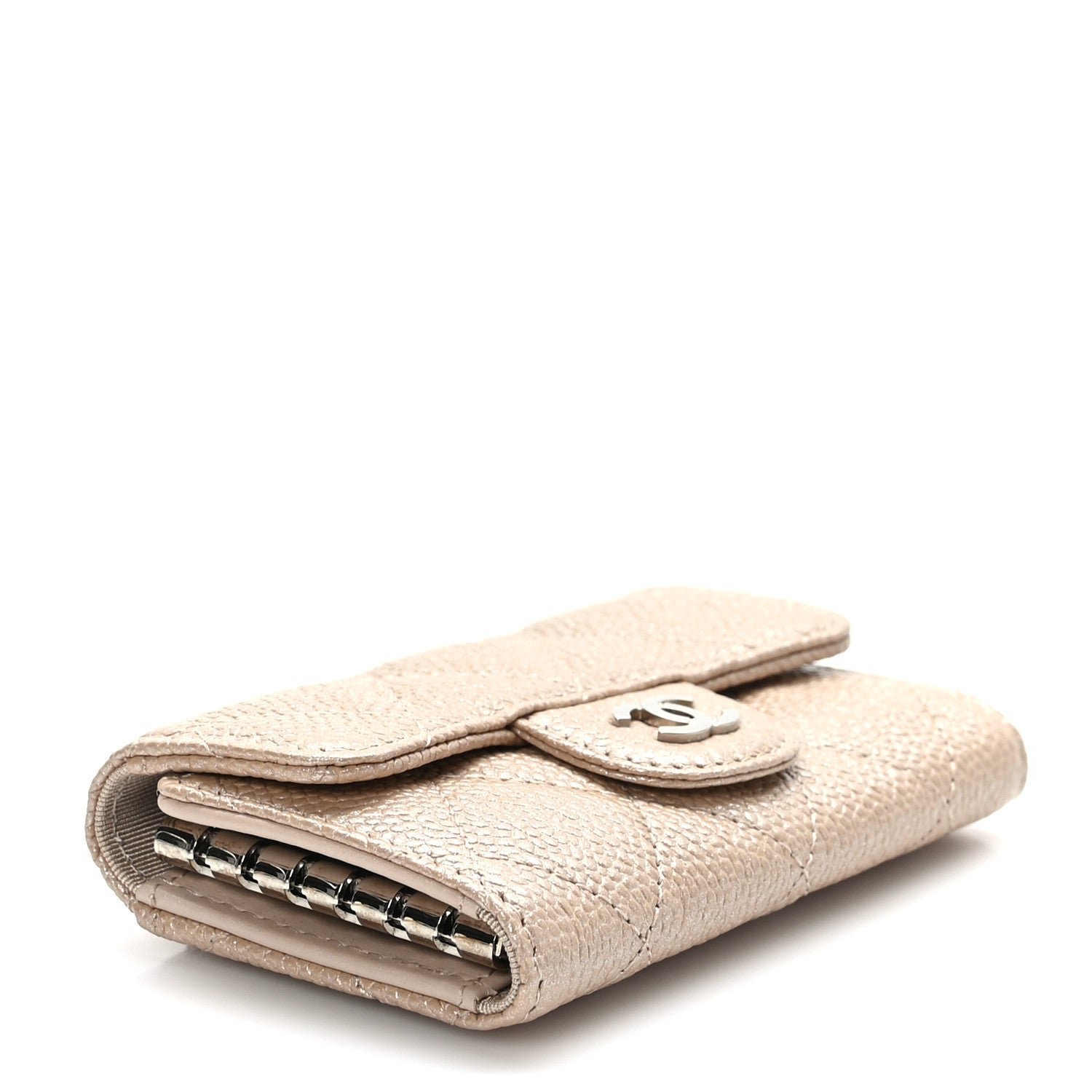 Chanel Metallic Caviar Quilted 6 Key Holder Light Beige 4 of 9