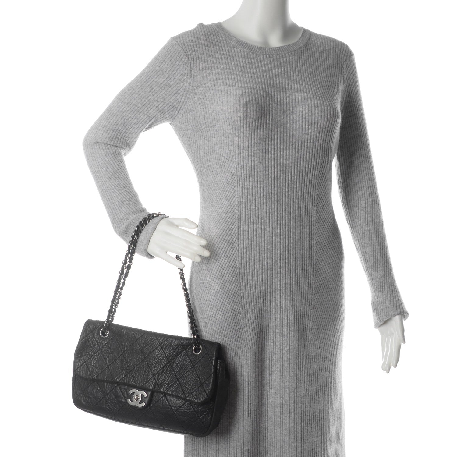 Chanel Distressed Lambskin Le Marais Ligne Flap Black 2 of 7