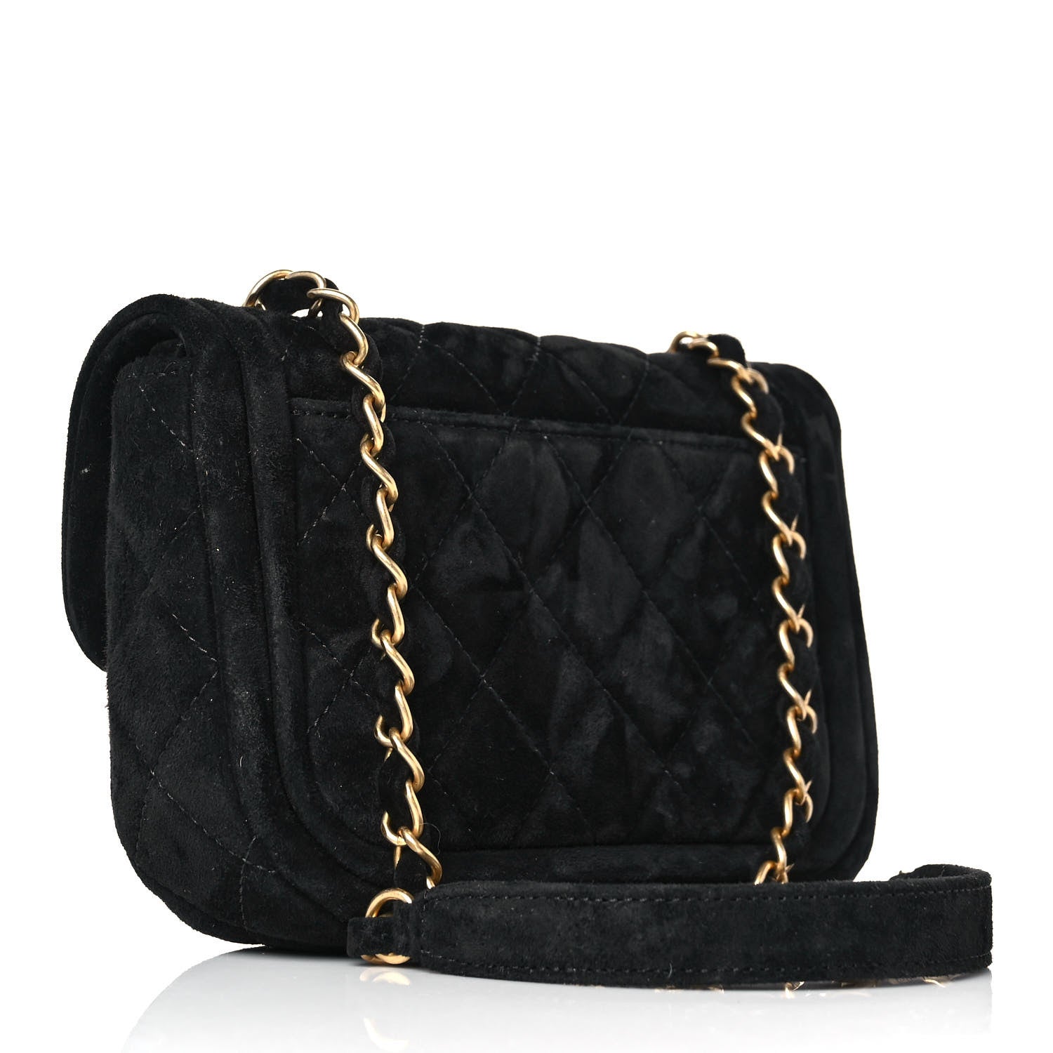 Chanel Suede Quilted Mini Double Frame Flap Black 2 of 9