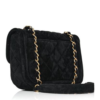 Chanel Suede Quilted Mini Double Frame Flap Black 2 of 9