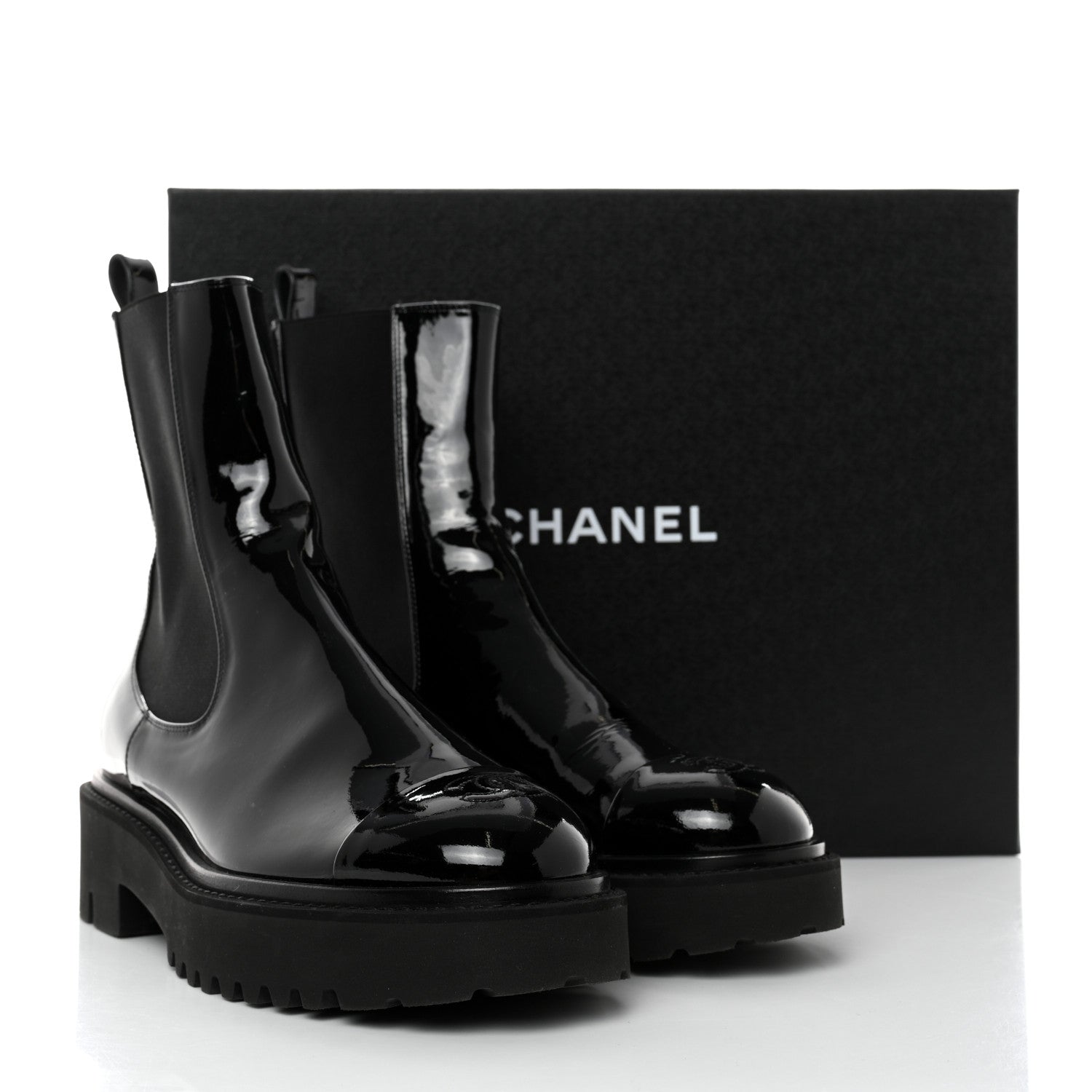 Chanel Patent Cap Toe Short Boots 41 Black 9 of 9