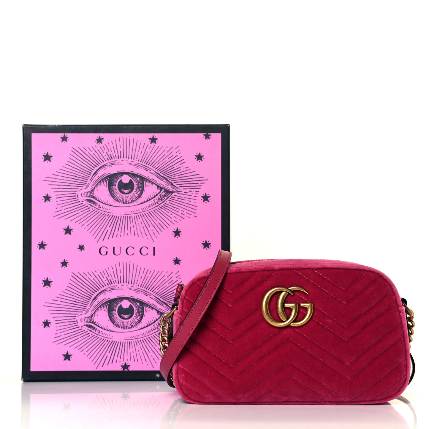 Velvet Matelasse Small GG Marmont Chain Shoulder Bag Light Raspberry Rose