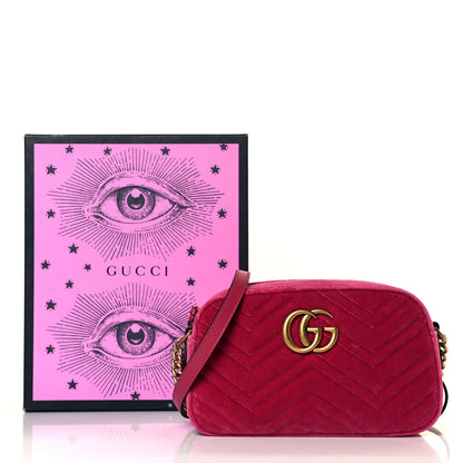 Gucci Velvet Matelasse Small GG Marmont Chain Shoulder Bag Light Raspberry Rose 8 of 8