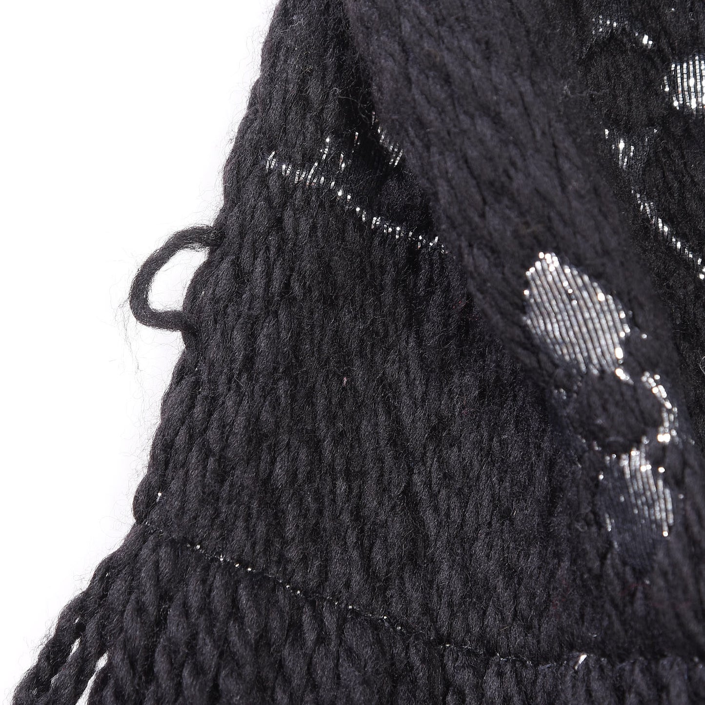 Wool Silk Logomania Shine Scarf Black