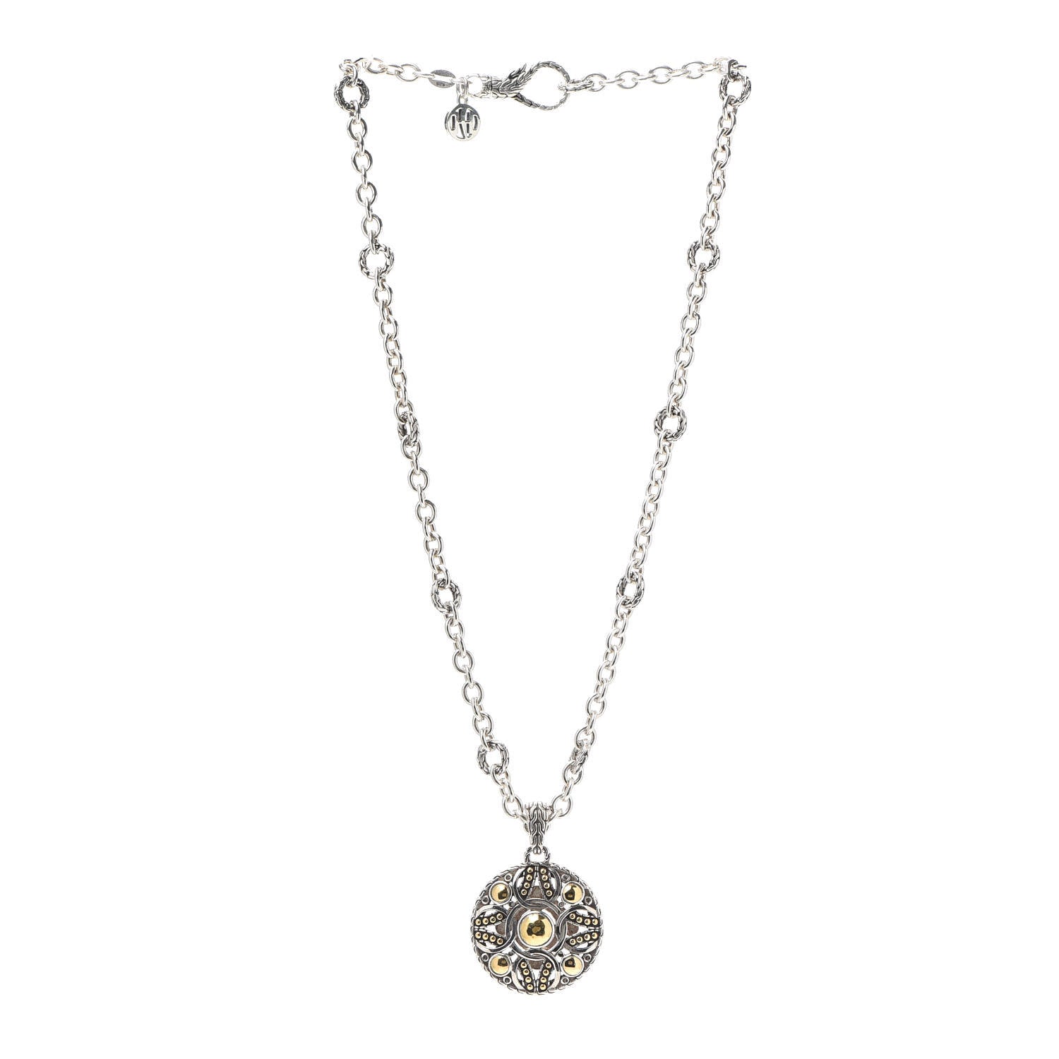 John Hardy Sterling Silver 22K Yellow Gold Dot Drop Pendant Necklace 3 of 5