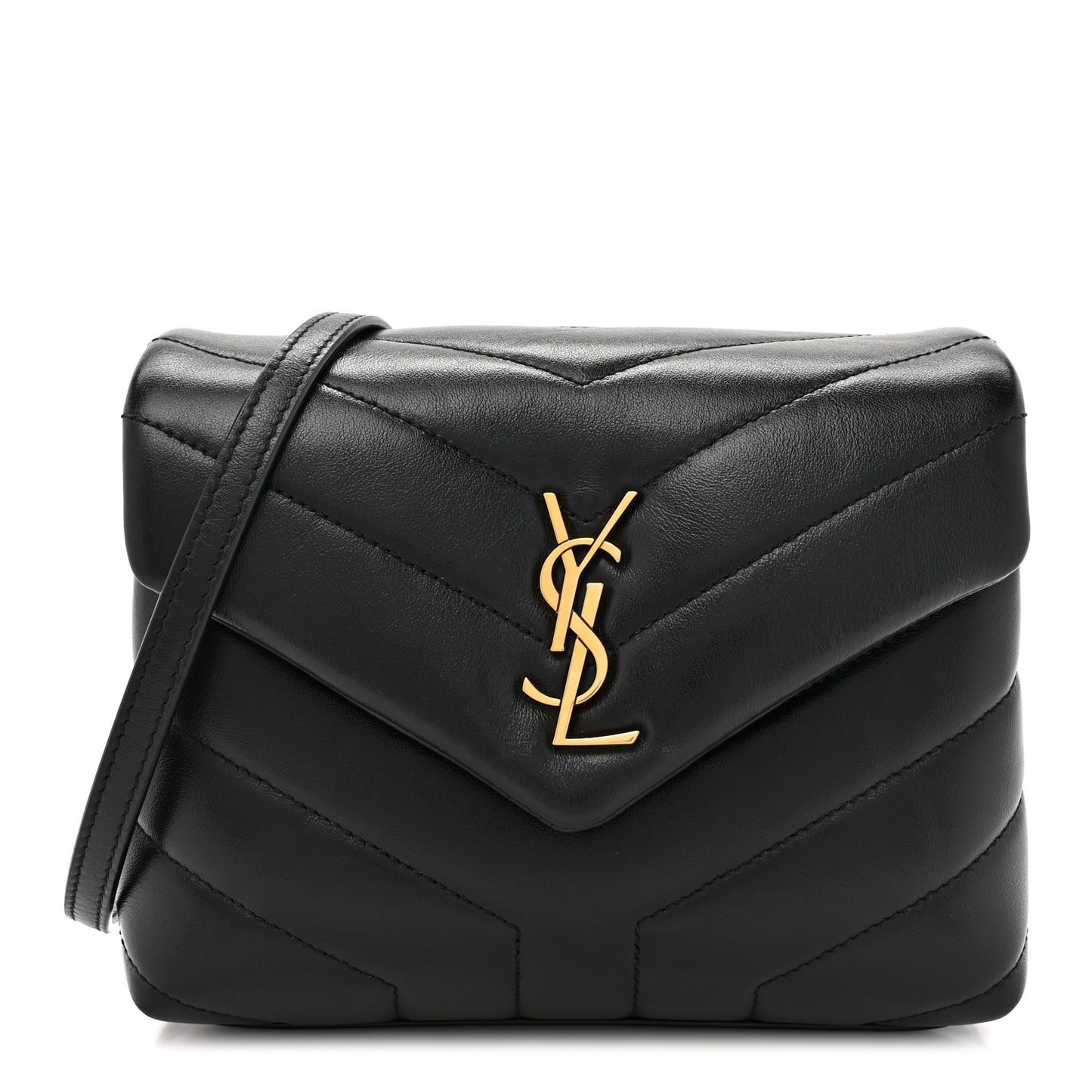 Calfskin Y Quilted Monogram Toy Loulou Crossbody Bag Black