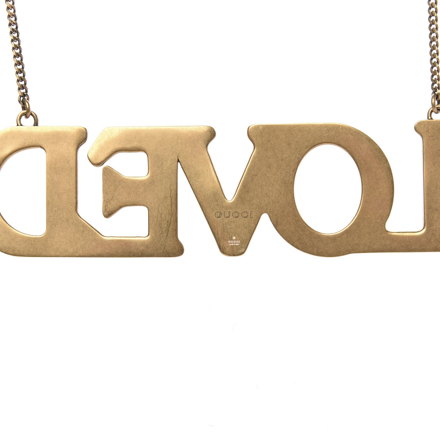 Gucci Metal Pearl Loved Necklace Aged Gold 4 of 5