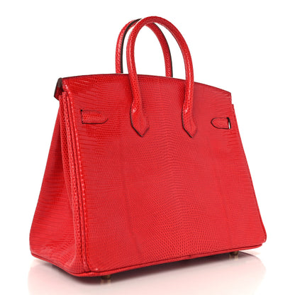 Hermes Lizard Birkin 25 Rouge Moyen 3 of 16