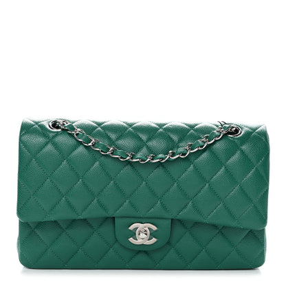 Chanel Caviar Quilted Medium Double Flap Green 1 of 11