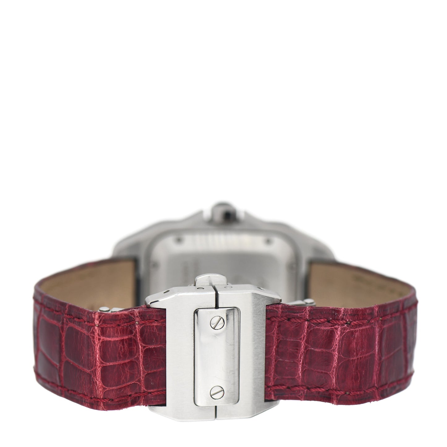 Stainless Steel Alligator 33mm Santos 100 Automatic Watch Red