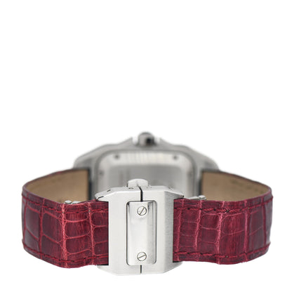 Cartier Stainless Steel Alligator 33mm Santos 100 Automatic Watch Red 3 of 5