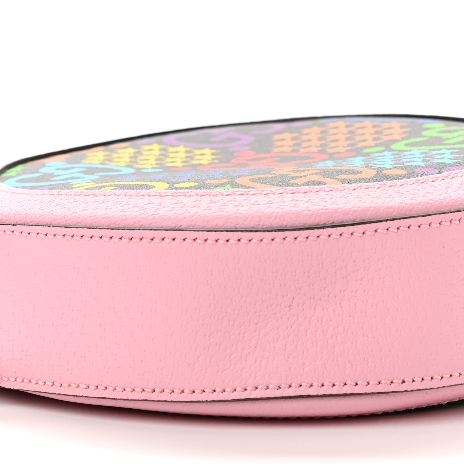 Gucci GG Supreme Monogram Psychedelic Round Shoulder Bag Black Multicolor Sugar Pink 9 of 11
