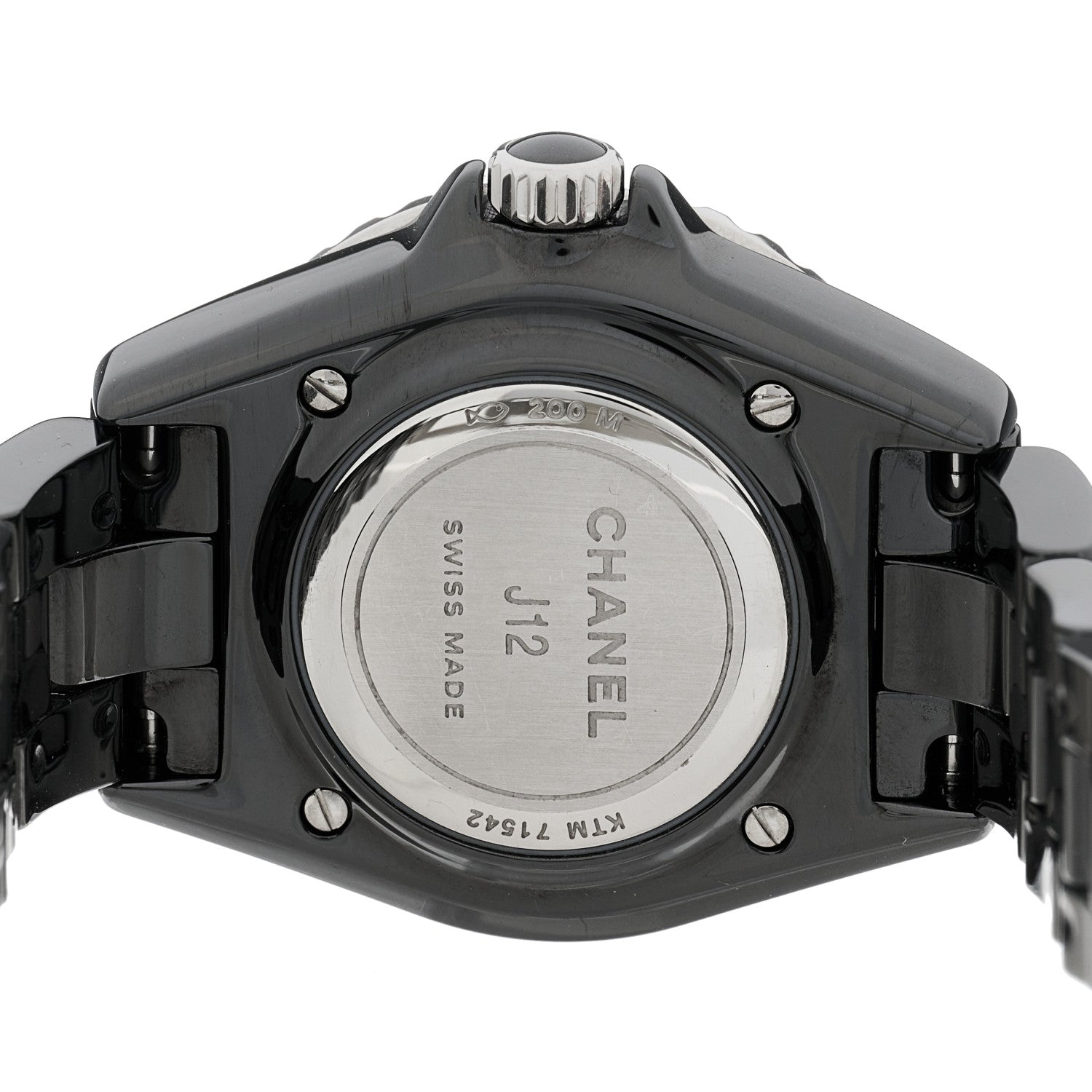 Chanel Stainless Steel Ceramic Diamond 33mm J12 Quartz Watch Black 4 of 5