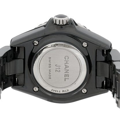 Chanel Stainless Steel Ceramic Diamond 33mm J12 Quartz Watch Black 4 of 5