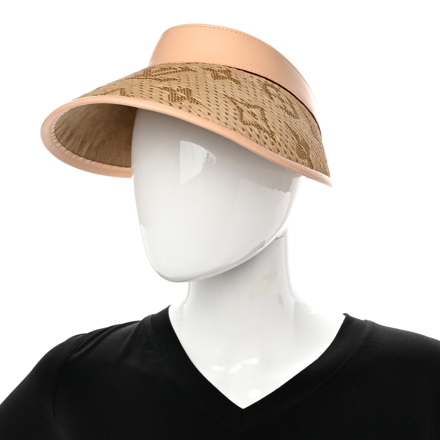 Calfskin Raffia Monogram Strawgram Visor Natural