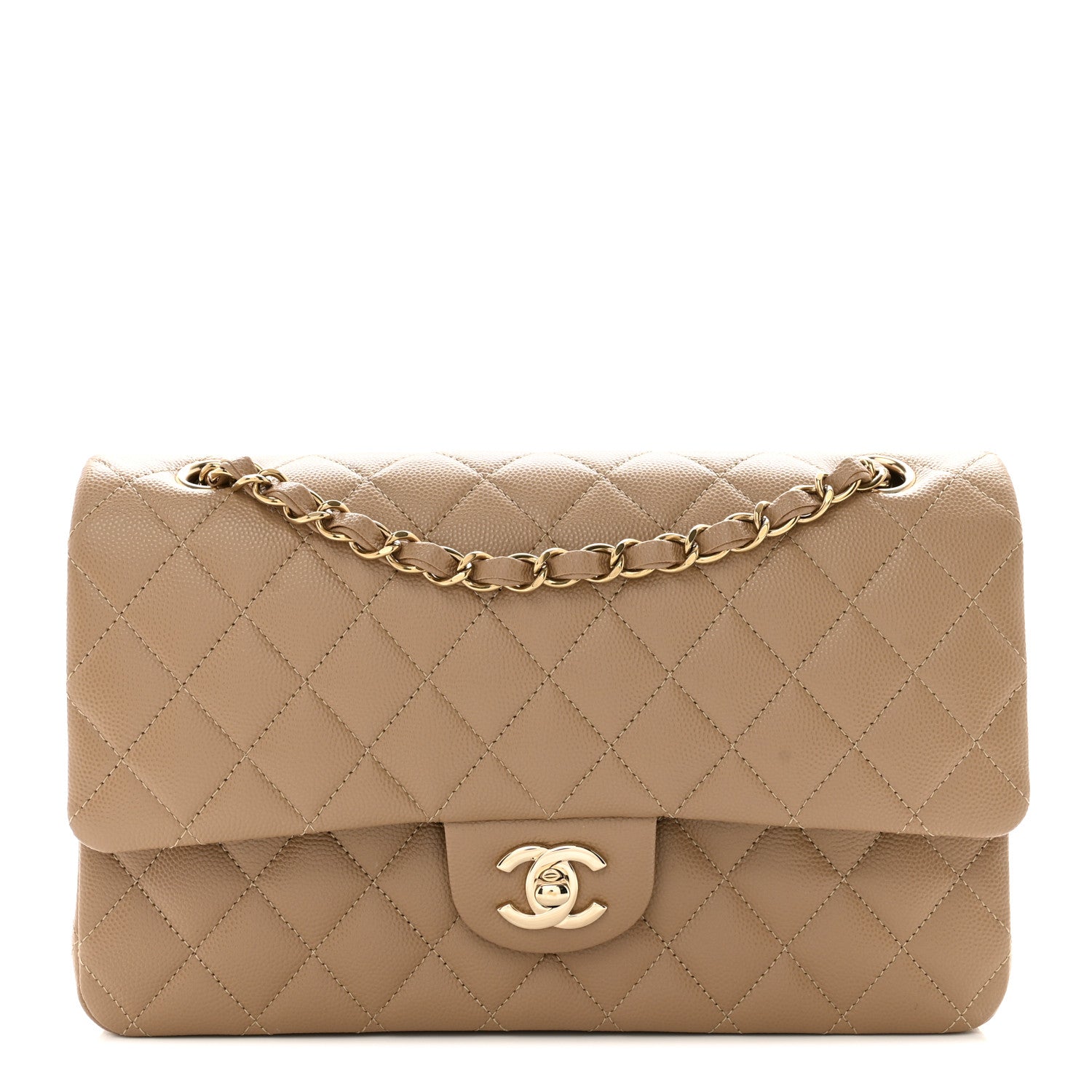 Chanel Caviar Quilted Medium Double Flap Dark Beige 1 of 10