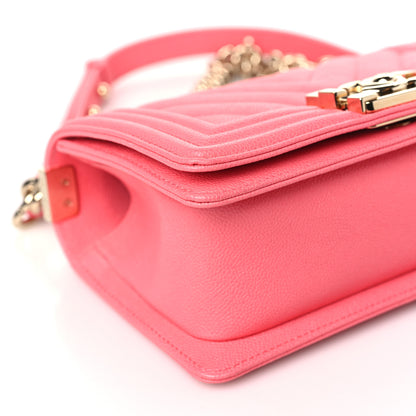 Chanel Caviar Chevron Quilted Small Boy Flap Pink 9 of 11