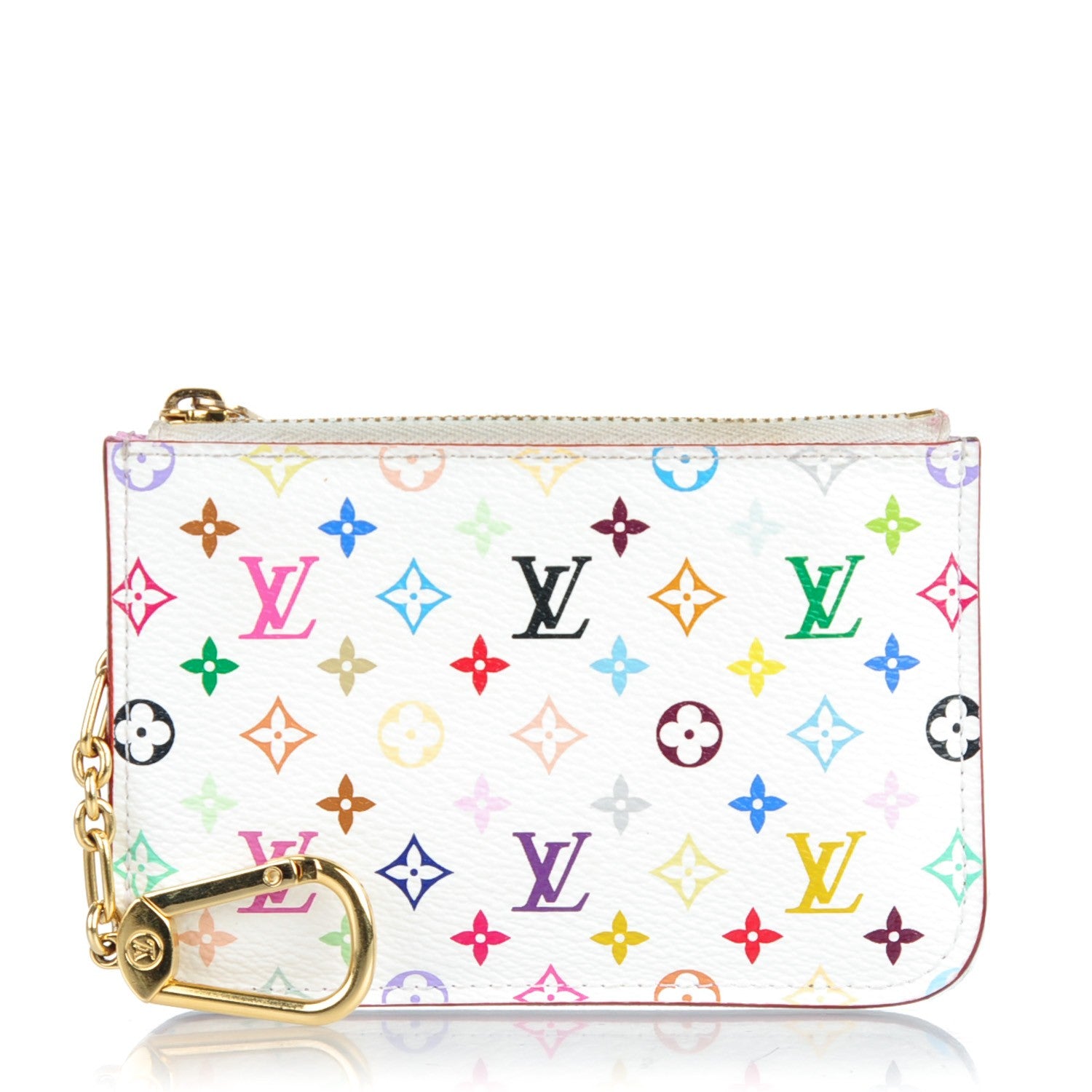 Louis Vuitton Monogram Multicolor Key Pouch White Litchi 1 of 6