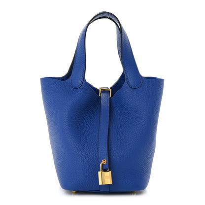 Hermes Taurillon Clemence Picotin Lock 18 PM Bleu Electrique 1 of 11