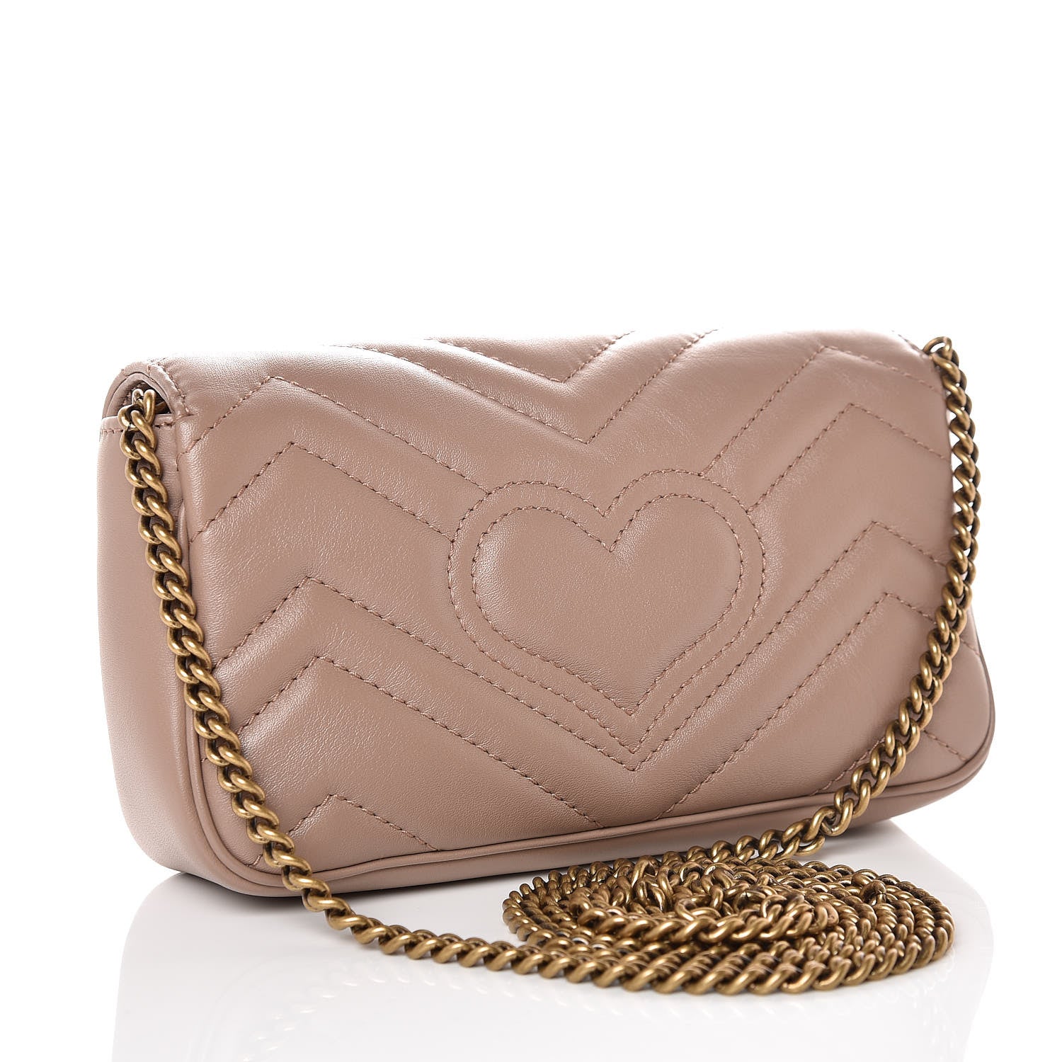 Gucci Calfskin Matelasse Super Mini GG Marmont Shoulder Bag Porcelain Rose 3 of 10