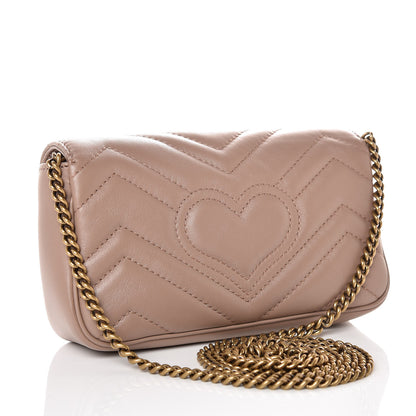 Gucci Calfskin Matelasse Super Mini GG Marmont Shoulder Bag Porcelain Rose 3 of 10