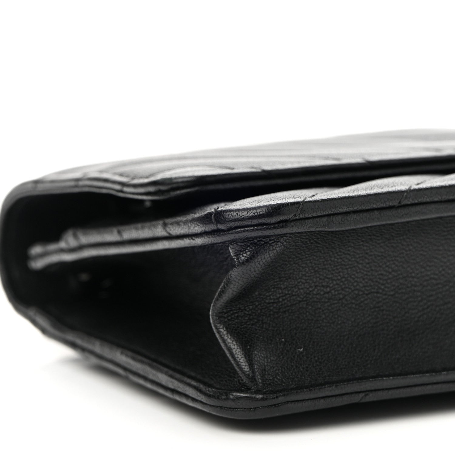 Chanel Sheepskin Chevron Reissue Wallet On Chain WOC So Black 9 of 10