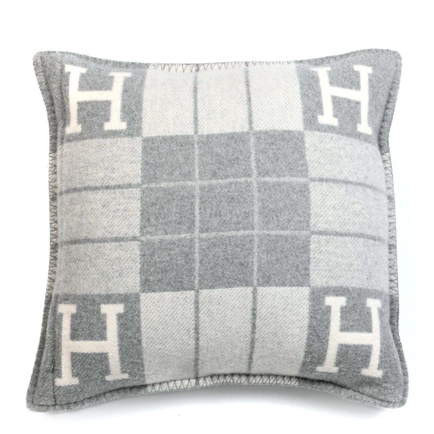 Hermes Wool Cashmere Avalon III Pillow PM Ecru Gris Clair 2 of 3