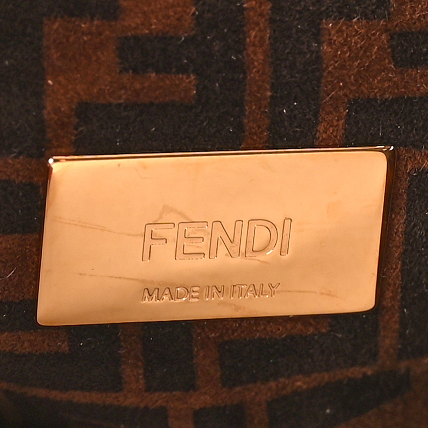 Fendi Vitello Seta Suede FF Mini Peekaboo Iconic Satchel Chocolate Sigaro Marrone 8 of 11