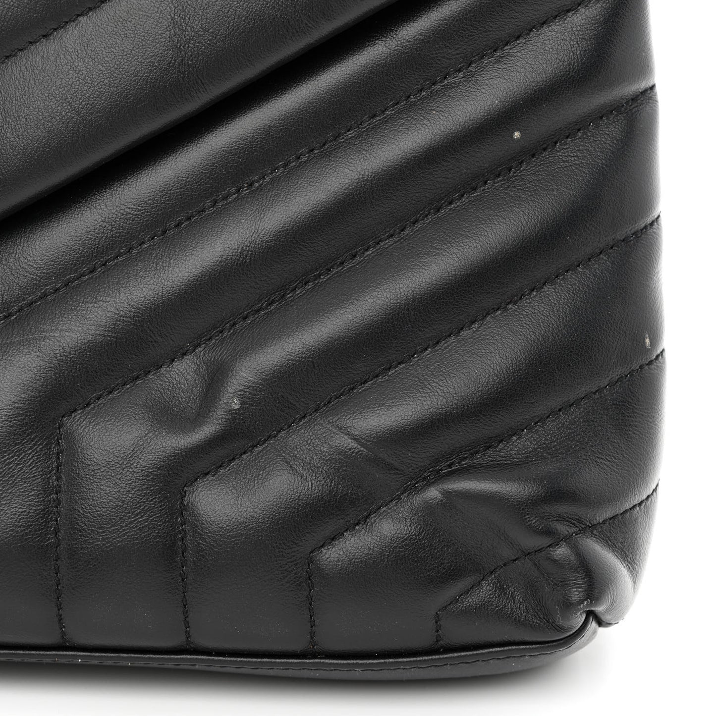 Calfskin Y Quilted Monogram Medium Loulou Chain Satchel Black