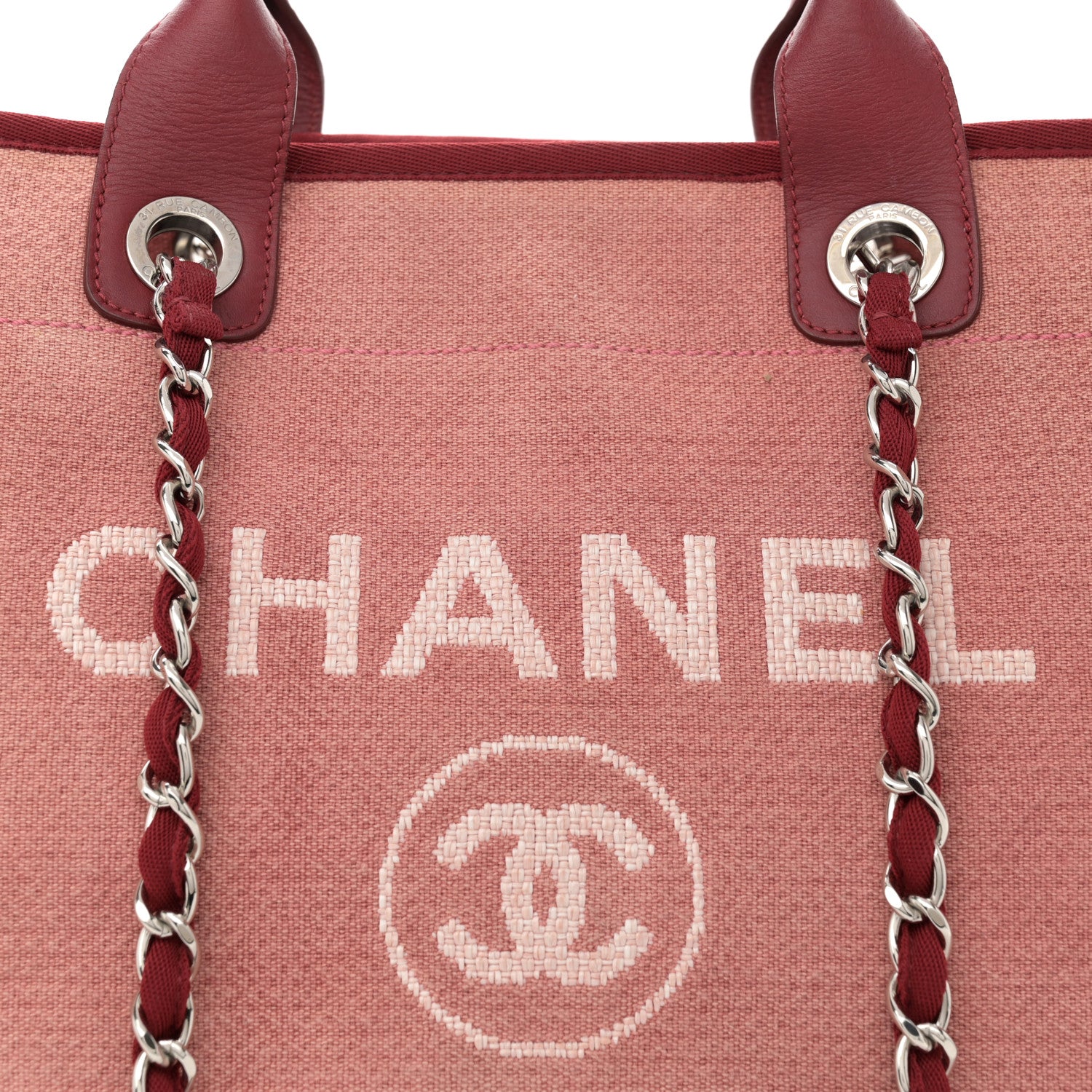 Chanel Canvas Medium Deauville Tote Red 8 of 14