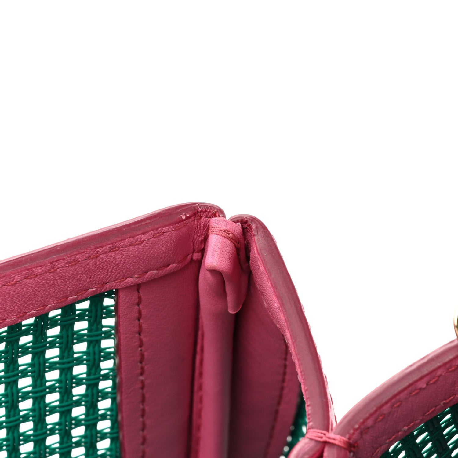 Dolce & Gabbana Woven Raffia Calfskin Large Miss Sicily Satchel Green Pink 12 of 17
