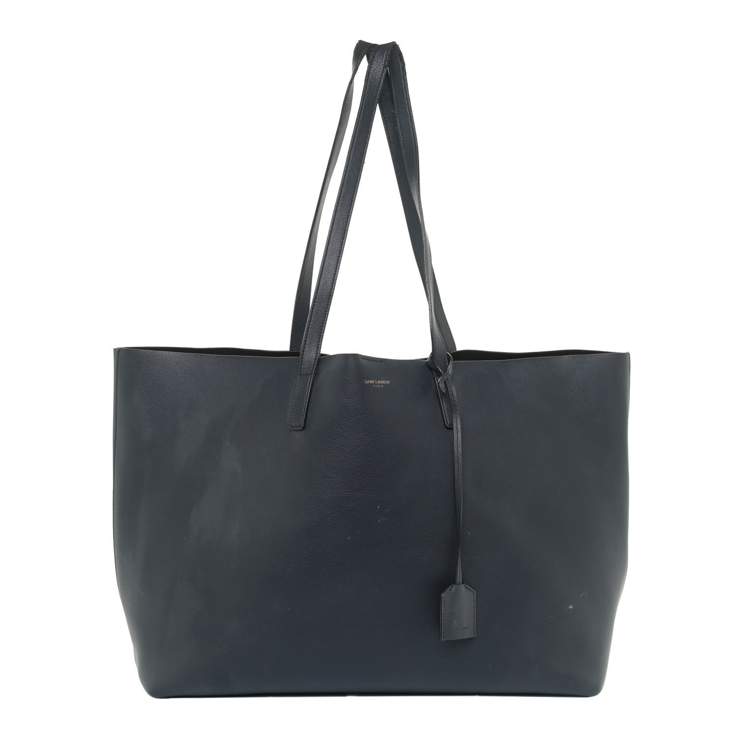 Saint Laurent Calfskin Large Shopping Tote Navy Blue 3 of 27