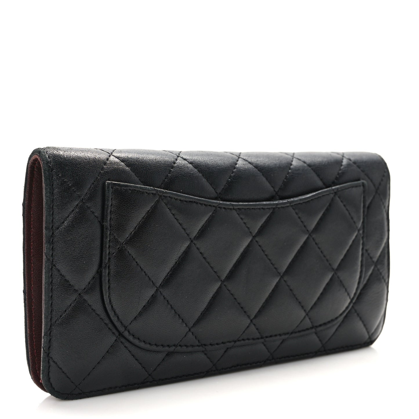 Lambskin Quilted Yen Wallet Black