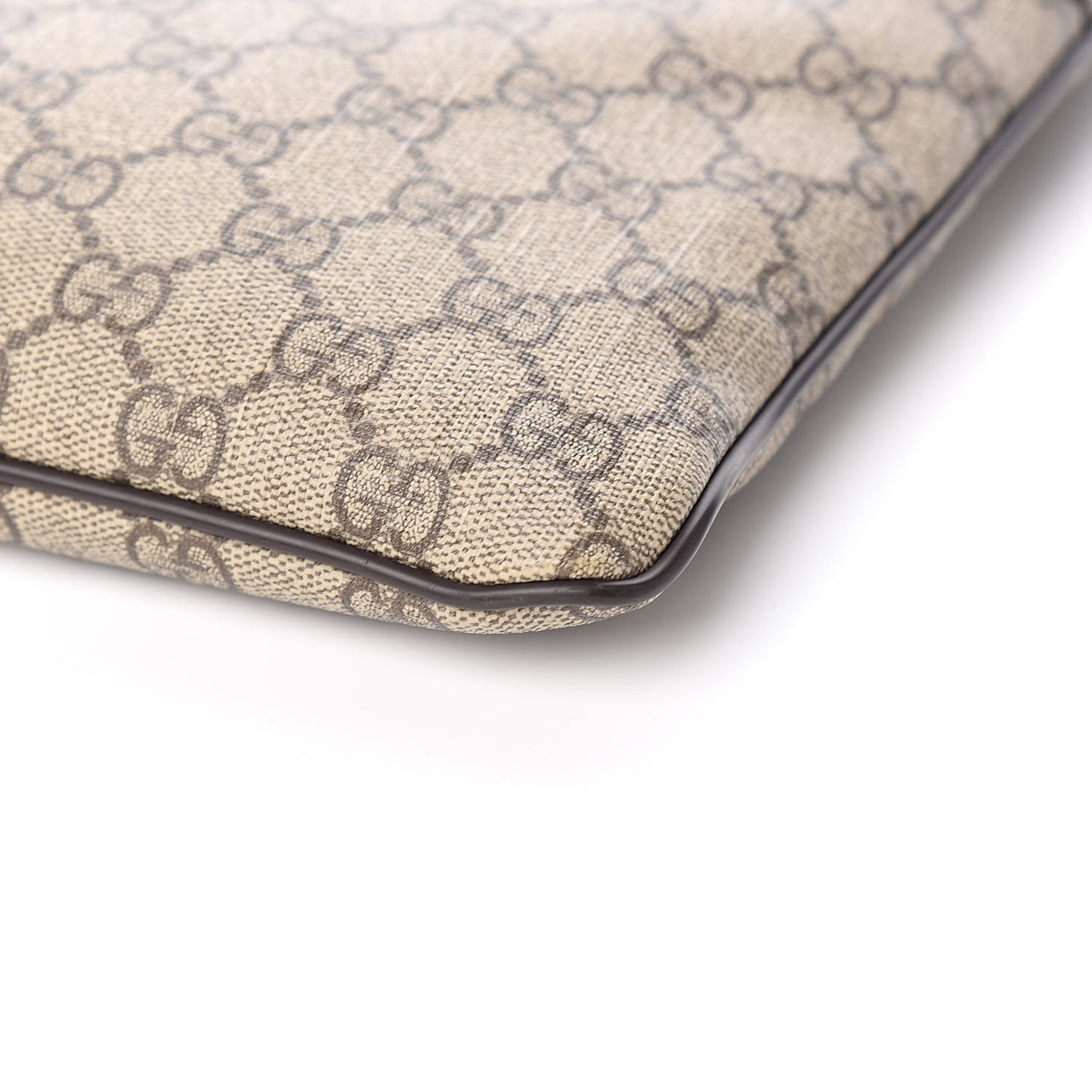 GG Supreme Monogram Selleria Calfskin Small Flat Side Zip Messenger Bag Beige Ebony Cocoa Dark Chocolate
