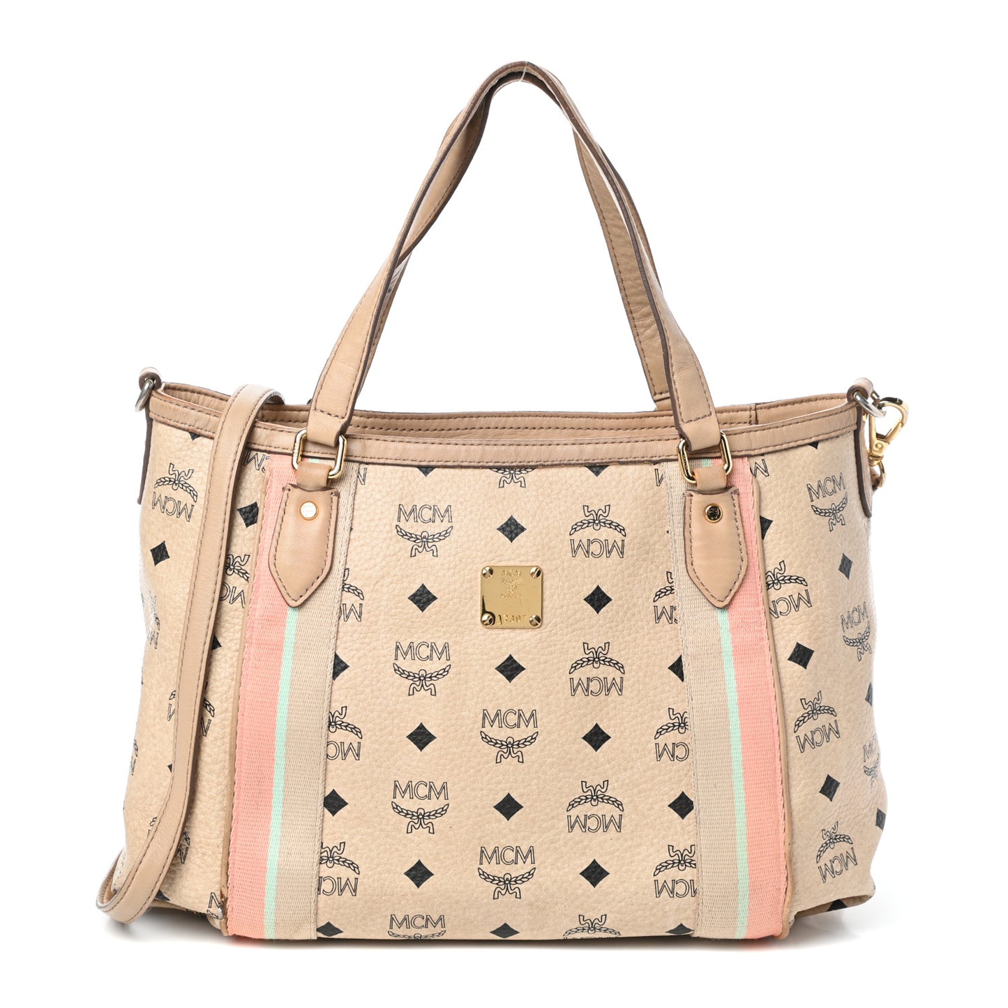 Visetos Striped Tote Beige