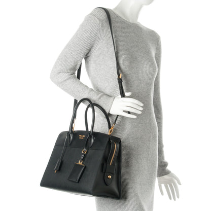 Prada Saffiano City Calfskin Medium Esplanade Tote Black 2 of 8
