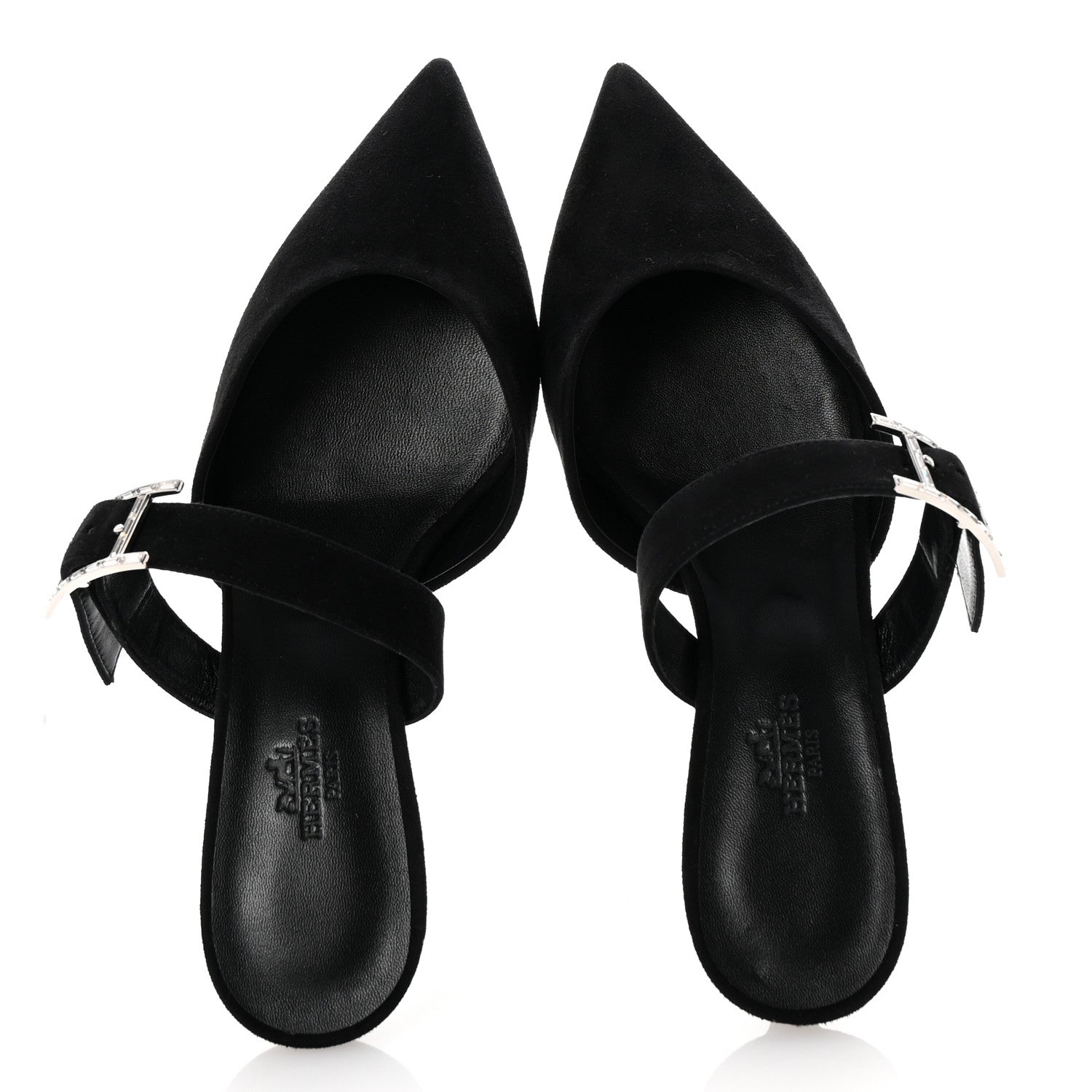 Hermes Suede Goatskin Blink Mules 37 Black 2 of 10