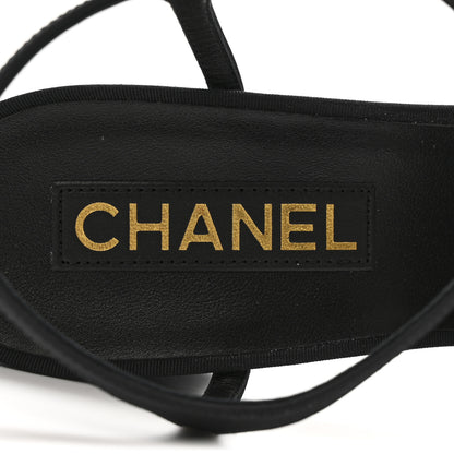 Chanel Silk Crystal Bow CC Sandals 40 Black 7 of 9