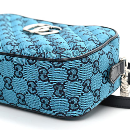 Gucci Monogram Multicolor Matelasse Diagonal Small GG Marmont Chain Shoulder Bag Light Blue 10 of 10